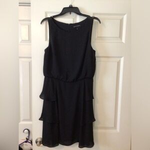 Banana Republic Black Tiered Ruffled Midi Dress